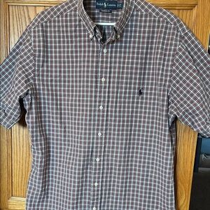 Ralph Lauren Men's Casual Brown Checkered Shirt